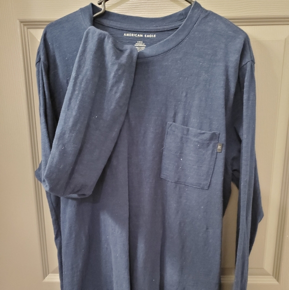 American Eagle Mens Dark Blue Long Sleeve Shirt - Picture 4 of 4